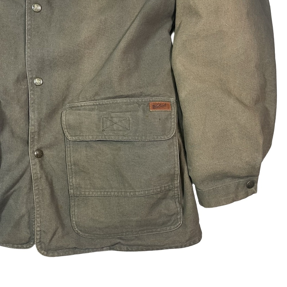 Woolrich Canvas Jacket Mens M Wool Flannel Lined Chore Coat Green Vtg USA - Picture 6 of 15